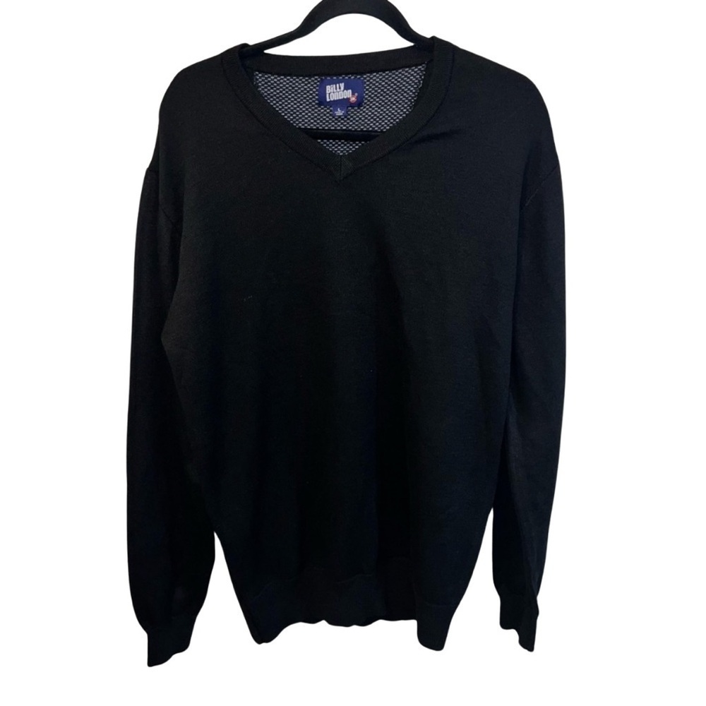 Billy London Men’s Black V-Neck Sweater - Size Large - Classic Fit